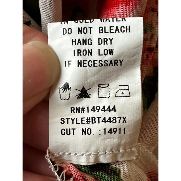 Ivy Rose Ivory Floral Print Sheer Short Sleeve Dress Women's Plus Size 3X - Picture 6 of 6